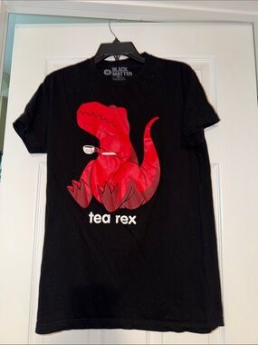 Black Matter Black Tee with Red T-Rex Tea Graphic
